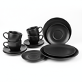Black Cups and Plates Set