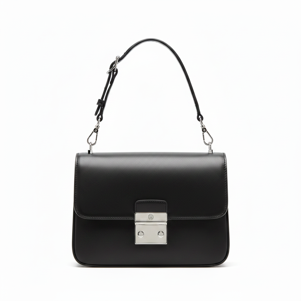 Black shoulder purse front view