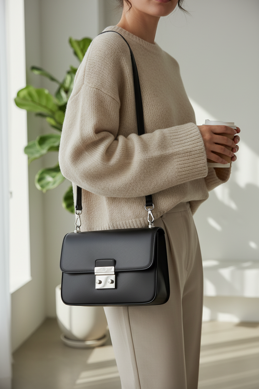 Black shoulder purse lifestyle
