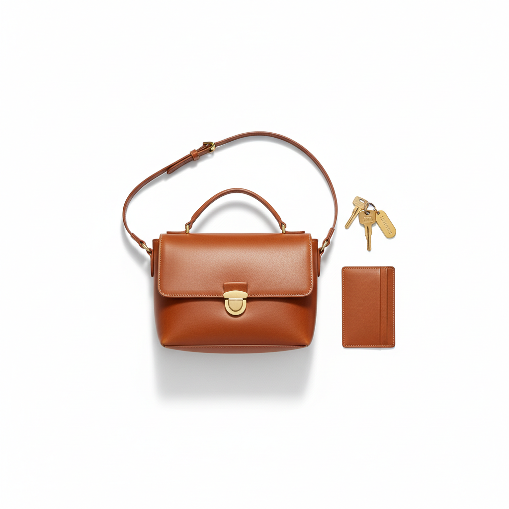 Brown Women's Shoulder Purse - Flat Lay