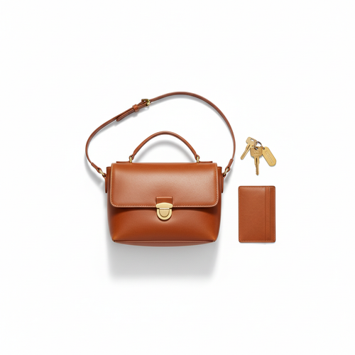 Brown Women's Shoulder Purse - Flat Lay