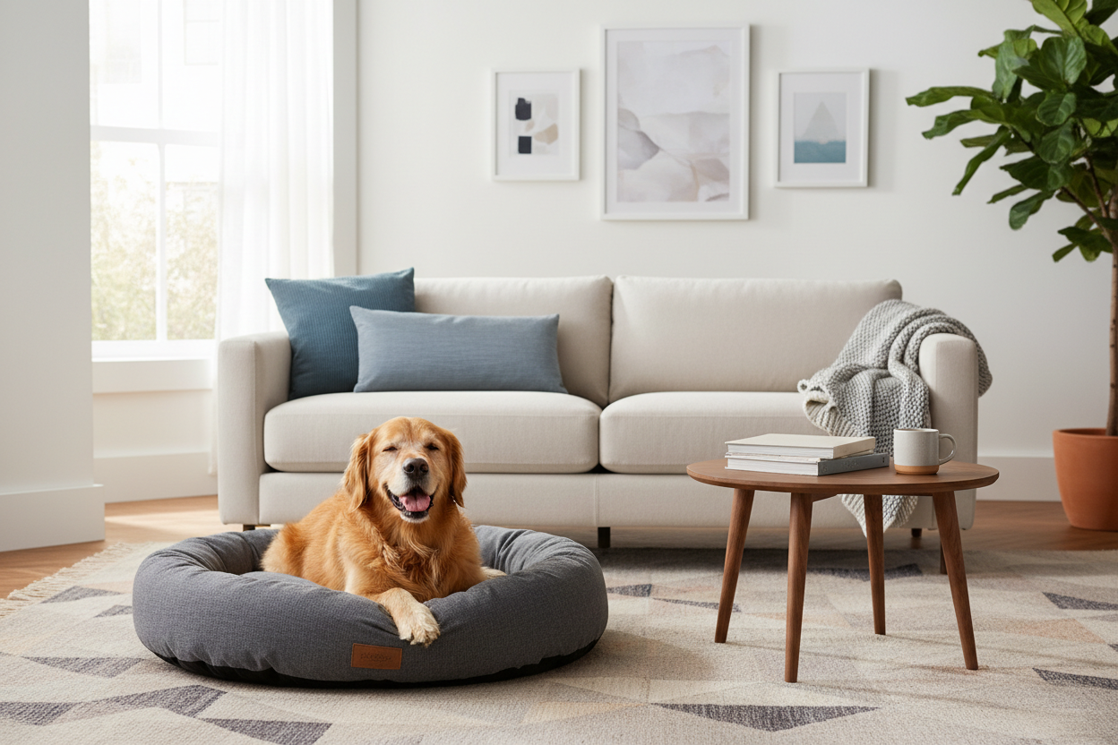 Medium Gray Dog Bed - Lifestyle