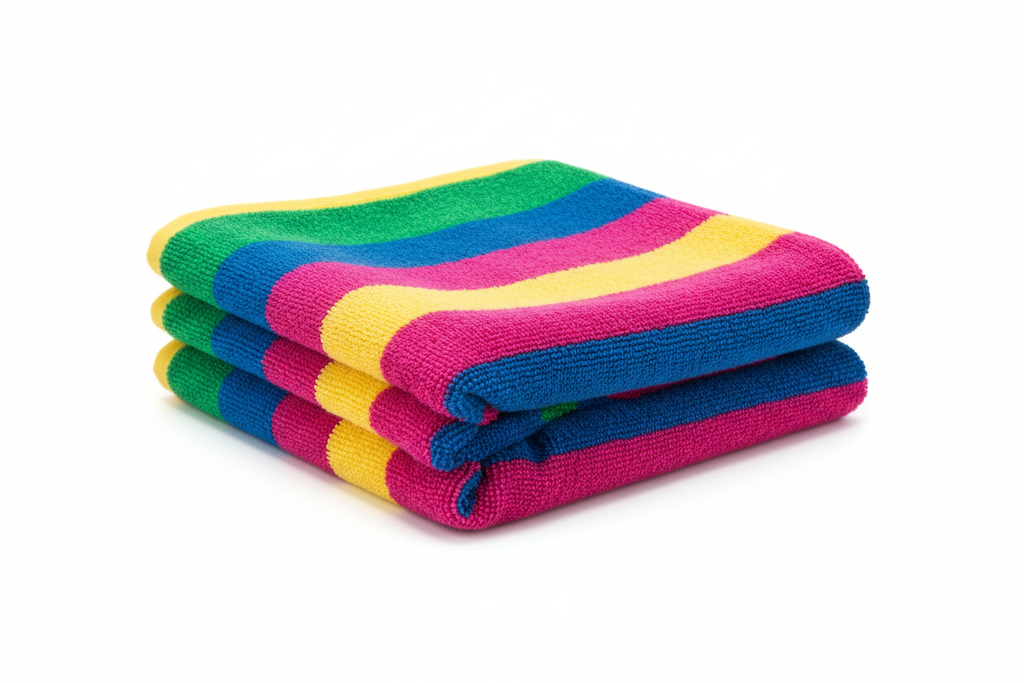 Multicolored Towel with Blue Stripes