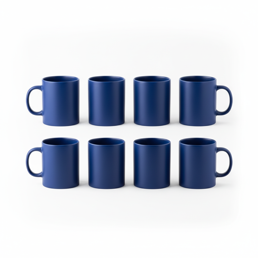 Set of 8 Blue Mugs