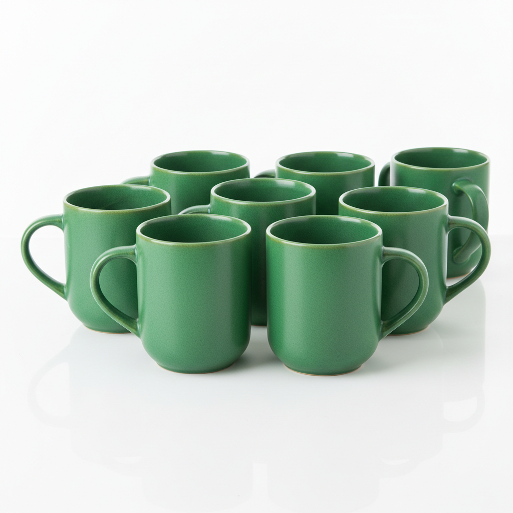 Set of 8 Green Mugs