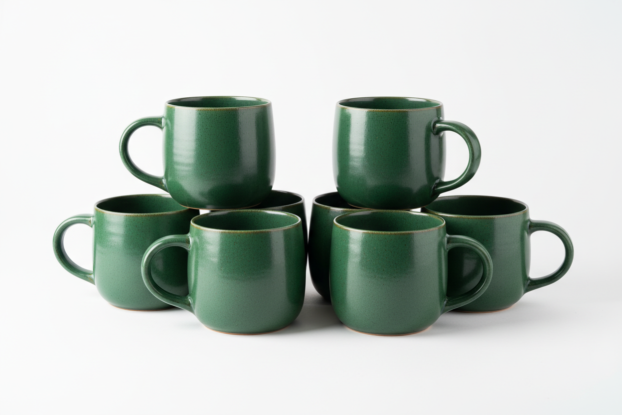 Set of 8 Green Mugs