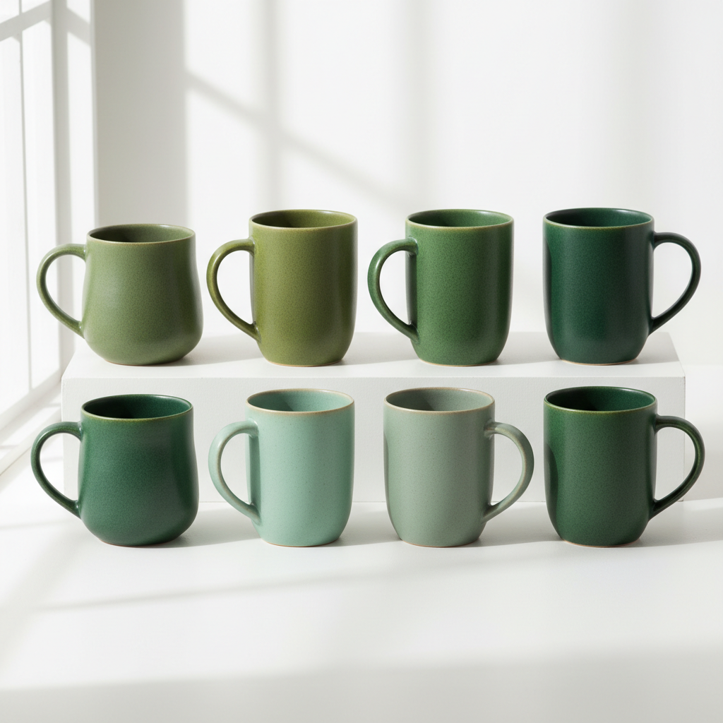 Set of 8 Green Mugs